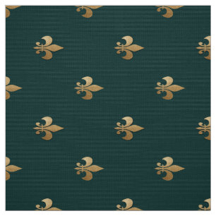 Tissu Classy golden like fleur de lis on dark sea green