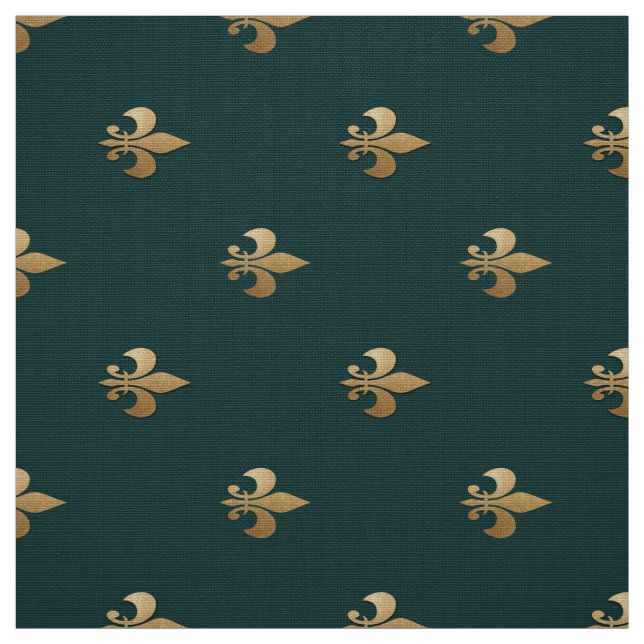 Tissu Classy golden like fleur de lis on dark sea green (Échantillon)