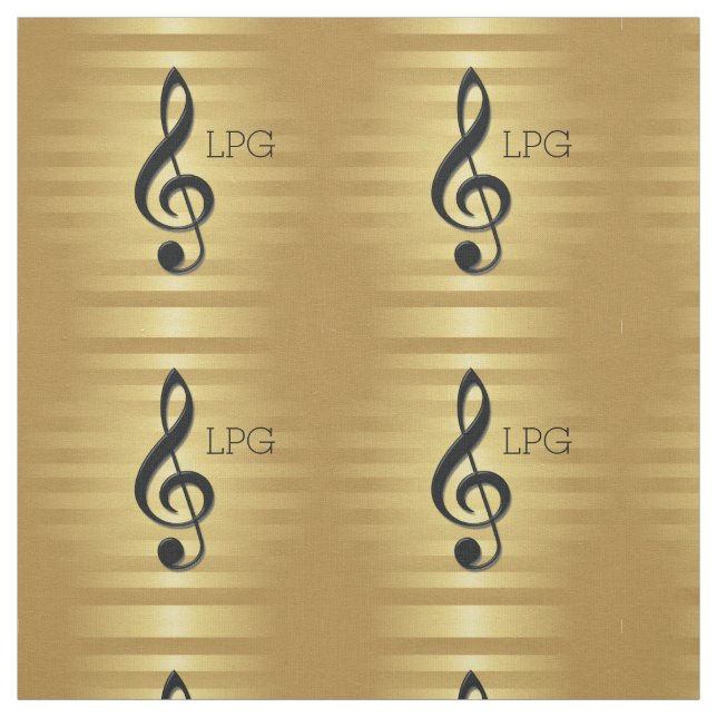 Tissu Clé en argent noir monogramme sur bandes d'or (Échantillon)