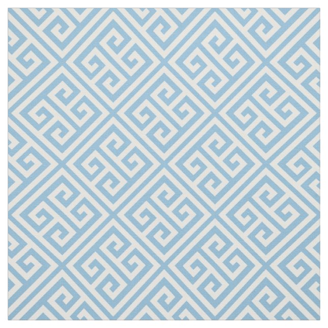 Tissu Clé grecque bleu ciel (Échantillon)