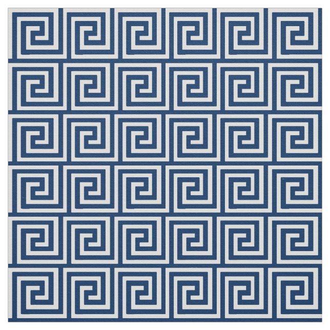 Tissu Clé grecque, bleu marine et blanc (Échantillon)