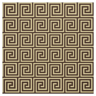 Tissu Clé grecque, brun chocolat et bronzage