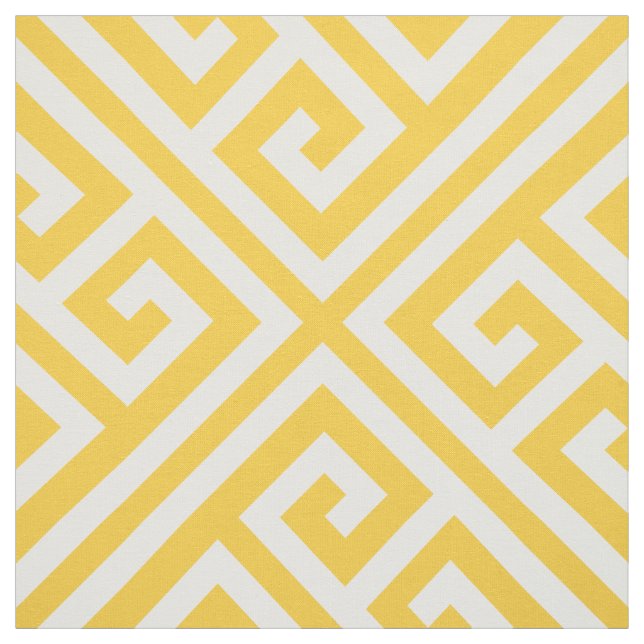 Tissu Clé grecque jaune Grande échelle (Échantillon)