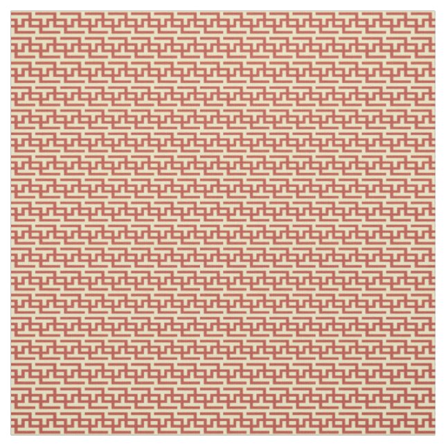 Tissu Clé grecque rouge et jaune (Échantillon)