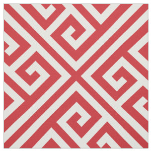 Tissu Clé grecque rouge grande échelle