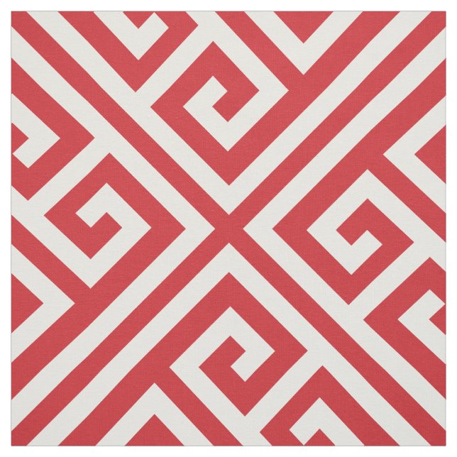 Tissu Clé grecque rouge grande échelle (Échantillon)