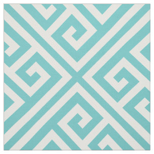 Tissu Clé grecque Turquoise Grande échelle