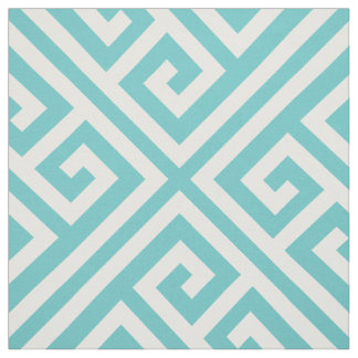 Tissu Clé grecque Turquoise Grande échelle