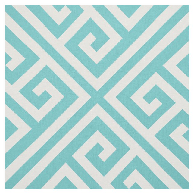 Tissu Clé grecque Turquoise Grande échelle (Échantillon)