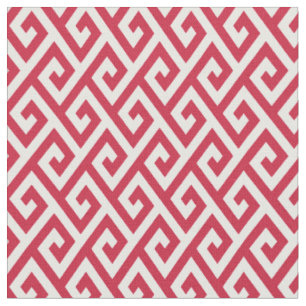 Tissu Clé rouge et blanc motif géométrique