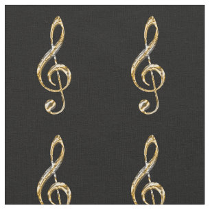Tissu Clé Symbole Gold et Silver Music Figure Musical