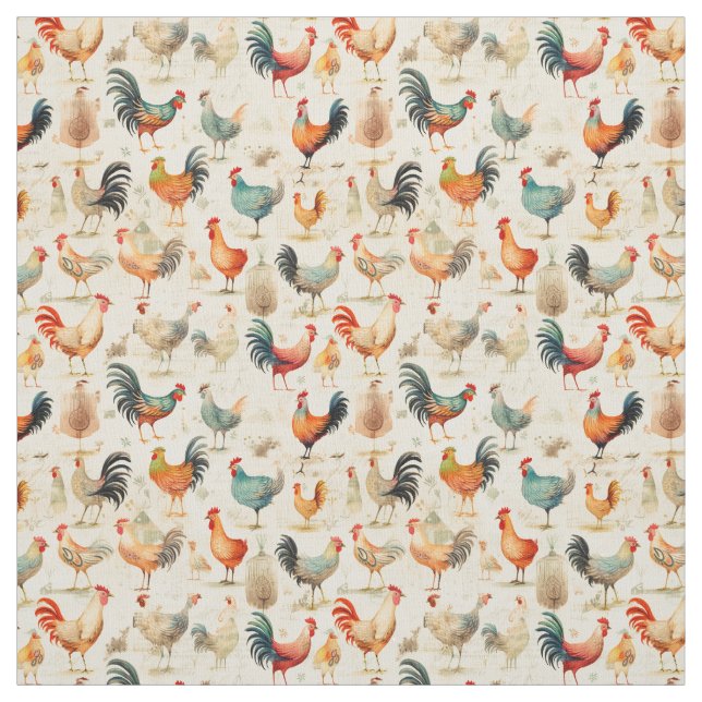 Tissu Cluckers Quirky : Poulet Whimsy (Échantillon)