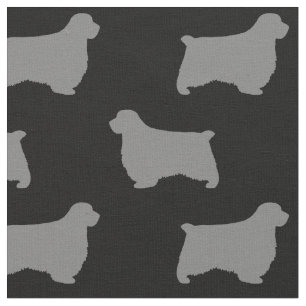 Tissu Clumer Spaniel Chien Silhouettes Noir et gris