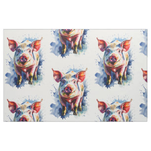 Tissu Cochon d'aquarelle coloré