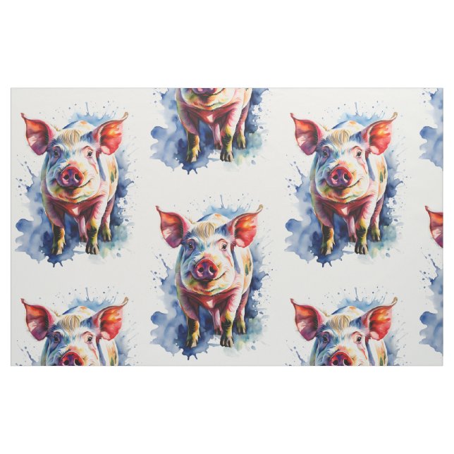 Tissu Cochon d'aquarelle coloré (Fat Quarter)