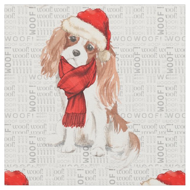 Tissu Cocker de Noël Spaniel Chien Woof Word Art (Fermer)