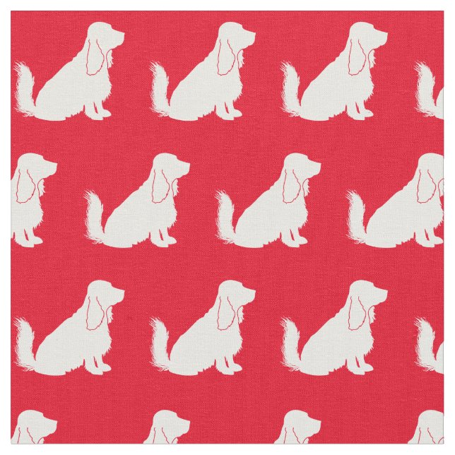 Tissu Cocker Spaniel Chien Silhouette Animal Rouge (Fermer)