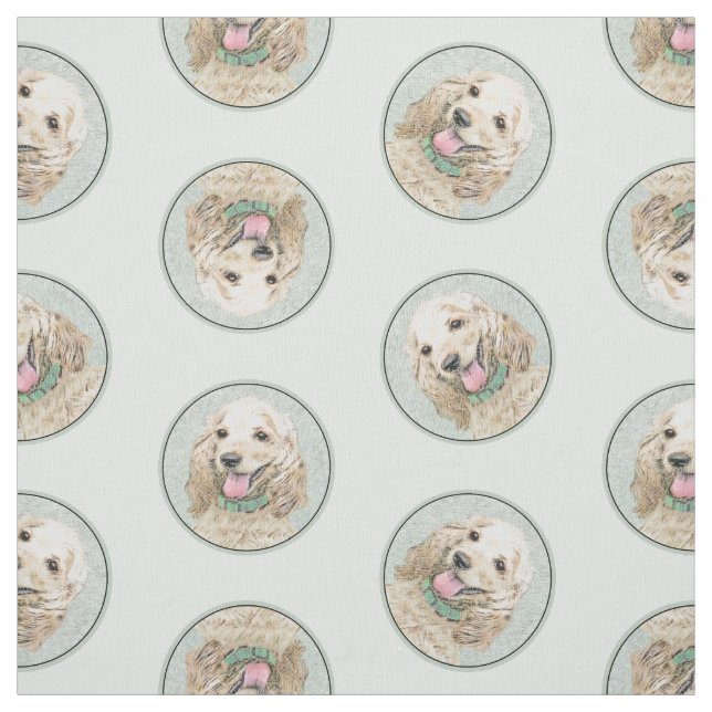 Tissu Cocker Spaniel Peinture Buff Gold Original Chien A (Échantillon)