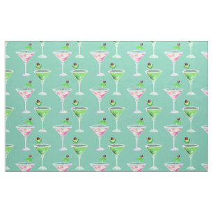 Tissu Cocktails roses et verts