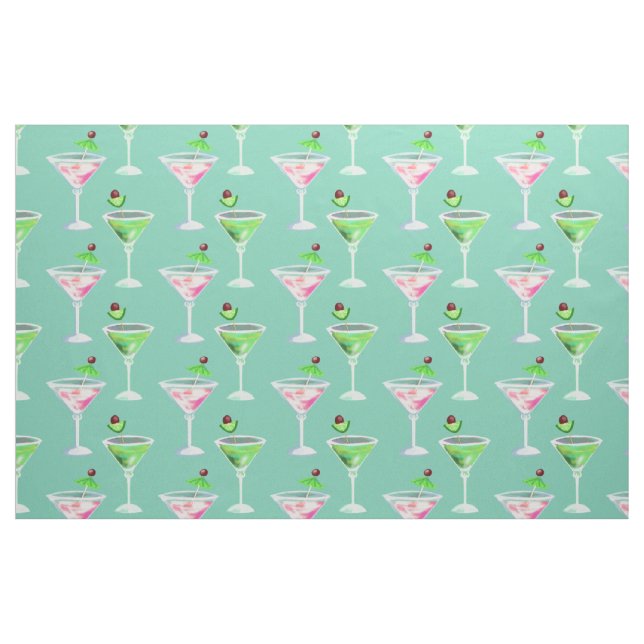 Tissu Cocktails roses et verts (Fat Quarter)