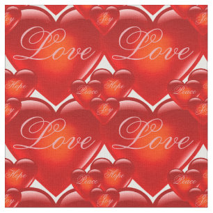 Tissu coeur/coeur rouge/amour/joie/paix/espoir - blanc