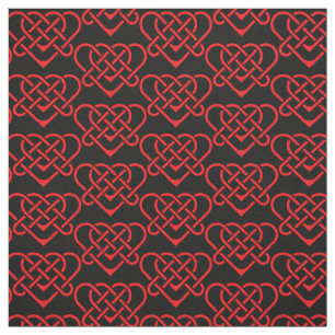 Tissu Coeur de conception tressé céleste/Gadhlig rouge
