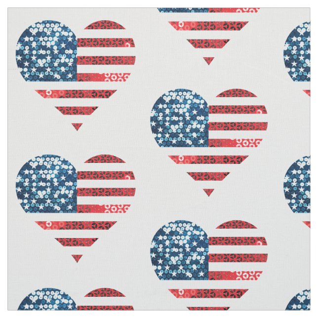 tissu coeur de drapeau usa (Échantillon)