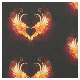 Tissu Coeur de feu ange avec ailes