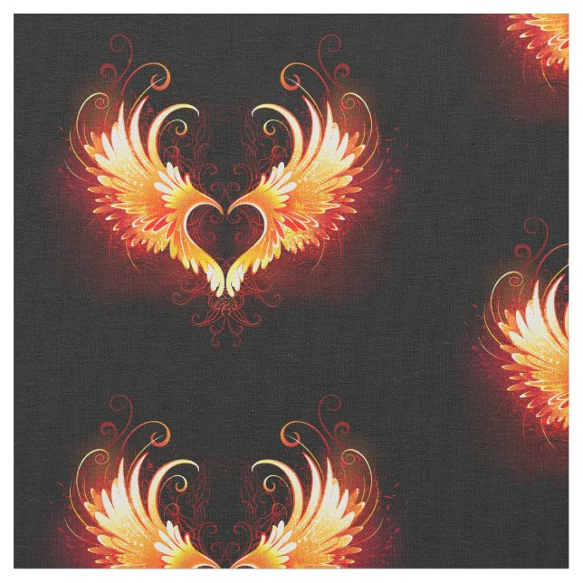 Tissu Coeur de feu ange avec ailes (Fermer)