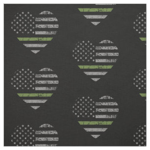 Tissu Coeur du drapeau américain de la ligne verte minc