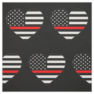 Tissu Coeur du drapeau de la ligne rouge mince