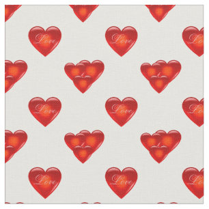 Tissu coeur/grand/petit coeur rouge/imprimé d'amour/blan