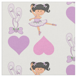 Tissu Coeur mignon de ballerine de lavande