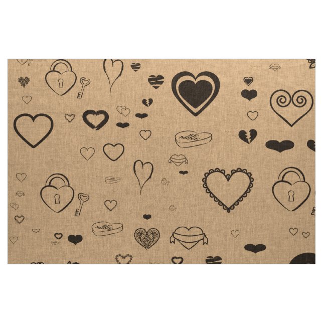 Tissu Coeur mignon moderne gris foncé (Yard)