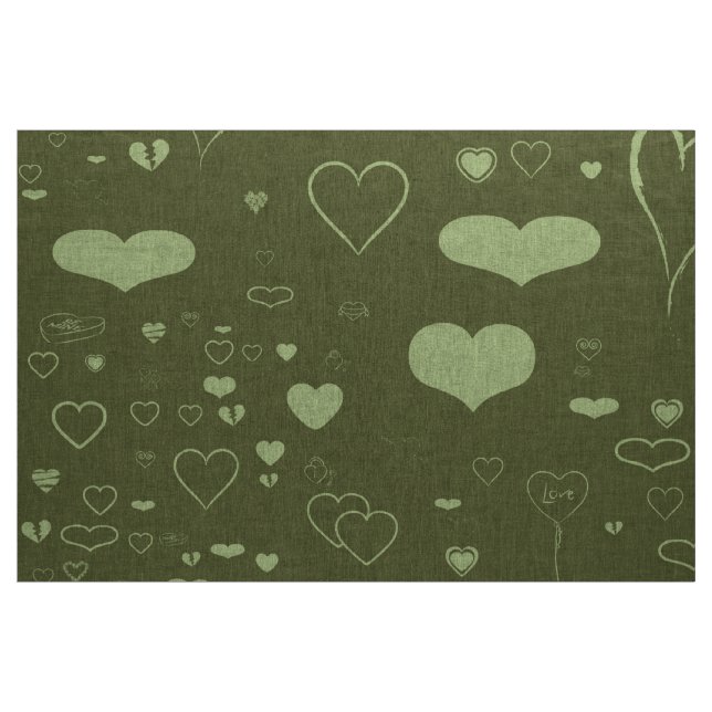 Tissu Coeur mignon Moderne Moss Vert (Yard)