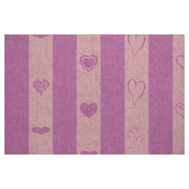 Tissu Coeur mignon Moderne rose pourpre bande (Fat Quarter)