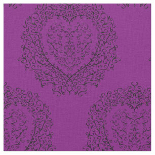 Tissu Coeur noir gothique violet