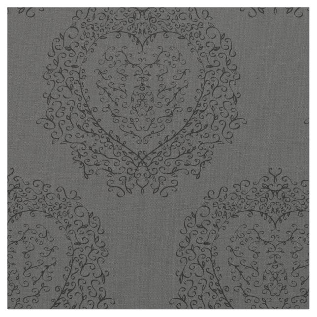 Tissu Coeur noir gris gothique (Fermer)