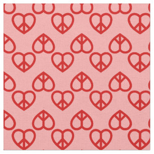 Tissu coeur paix amour rétro hippie rose rouge valentine