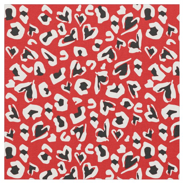 Tissu coeur poster de animal de léopard rouge noir (Fermer)