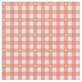 Tissu Coeur rose En vichy