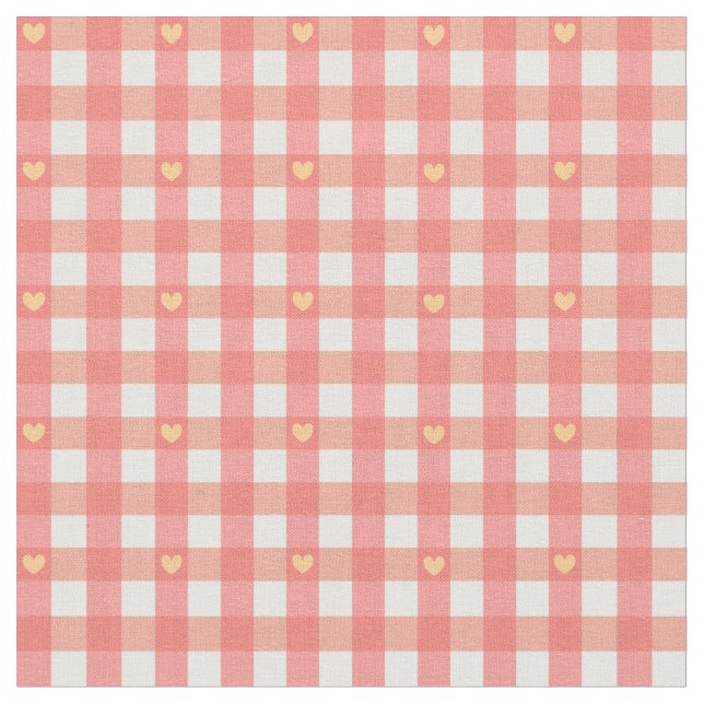 Tissu Coeur rose En vichy  (Fermer)