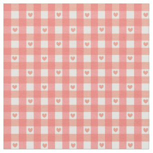 Tissu Coeur rose En vichy