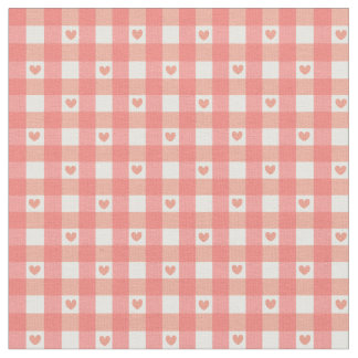 Tissu Coeur rose En vichy