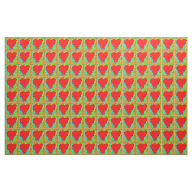 Tissu coeur rouge sur vert (Yard)