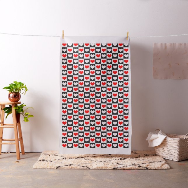 Tissu Cœurs à carreaux rouges et blancs (In Situ)