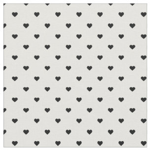 Tissu Coeurs à points Polka noirs et blancs