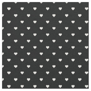 Tissu Coeurs à points Polka noirs et blancs