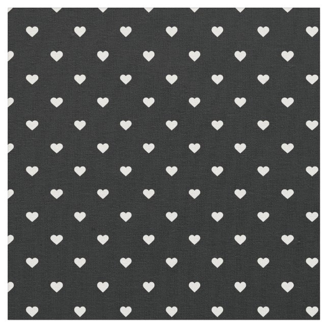 Tissu Coeurs à points Polka noirs et blancs (Fermer)