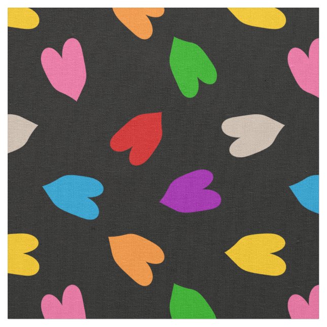 Tissu Cœurs Amour Colorés Motif Design Noir  (Fermer)